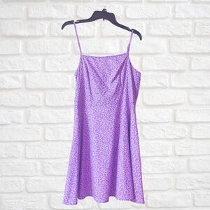 Purple Floral Spaghetti Strap Dress